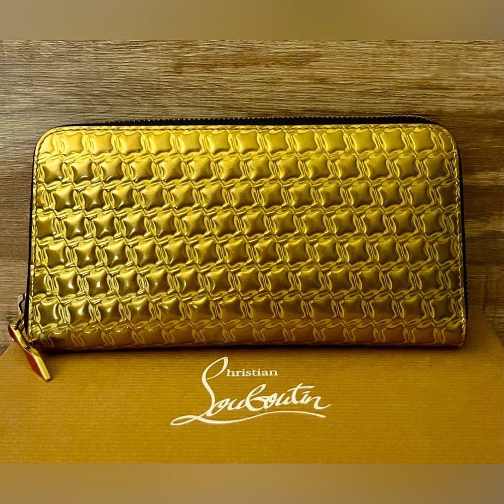 Christian Louboutin Rare Gold Panettone Zip Around Wallet Full Inclusion LN - Picture 6 of 12